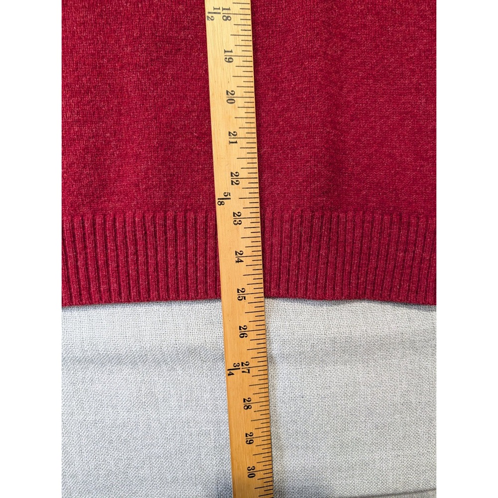 Brooks Brothers V-Neck Sweater Mens Medium Red Scottish Lambswool Solid - Picture 4 of 6
